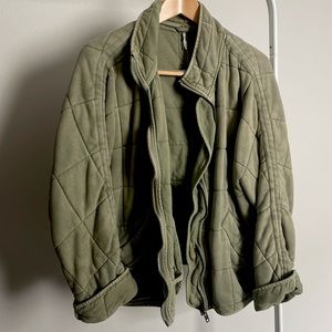 Free People Quilted Bomber Jacket Size XS Army Green